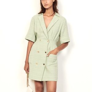 Sandro Mint Green Double-Breasted Mini Dress